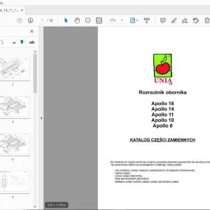 Unia Apollo 16,14,11,10,8 Rozrzutnik obornika KATALOG CZESCI ZAMIENNYCH - PDF
