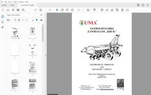 Unia KRUK GLEBOGRYZARKI ZAWIESZANE INSTRUKCJA OBSŁUGI oraz KATALOG CZĘŚCI - PDF