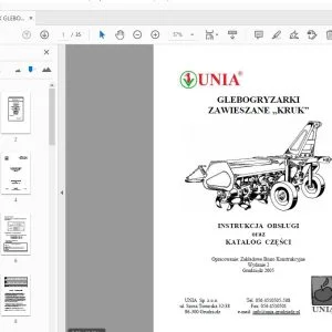 Unia KRUK GLEBOGRYZARKI ZAWIESZANE INSTRUKCJA OBSŁUGI oraz KATALOG CZĘŚCI - PDF