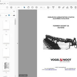 VOGEL & NOOT FARMER GIGANT 3S ÁGYEKE KEZELÉSI ÉS KARBANTARTÁSI UTASÍTÁS ALKATRÉSZ KATALÓGUS - PDF