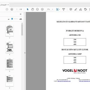 Vogel & Noot ARTERRA MS 250 300 400 ARTERRA GRIP 300 400 450 KEZELÉSI ÉS KARBANTARTÁSI UTASÍTÁS - PDF