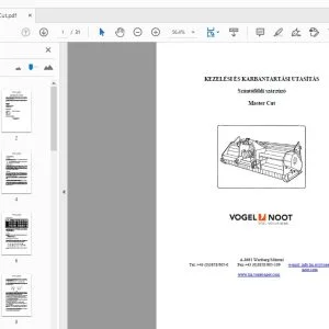 Vogel & Noot Master Cut Szántóföldi szárzúzó KEZELÉSI ÉS KARBANTARTÁSI UTASÍTÁS - PDF