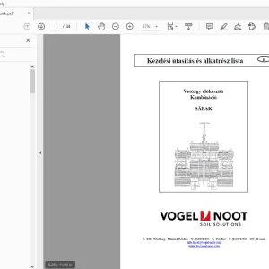 Vogel & Noot SÄPAK Vetőágy előkészítő Kombináció Kezelési utasítás és alkatrész lista - PDF