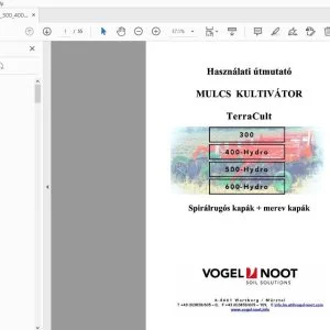 Vogel & Noot TerraCult 300, 400-Hydro, 500-Hydro, 600-Hydro MULCS KULTIVÁTOR Használati útmutató - PDF