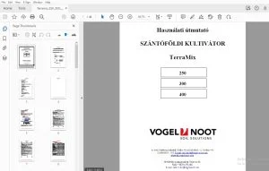 Vogel & Noot TerraMix 250,300,400 SZÁNTÓFÖLDI KULTIVÁTOR Használati útmutató - PDF