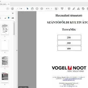 Vogel & Noot TerraMix 250,300,400 SZÁNTÓFÖLDI KULTIVÁTOR Használati útmutató - PDF