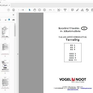 Vogel & Noot Terradig XS,XXS Kezelési Utasítás és Alkatrészlista - PDF DOWNLOAD