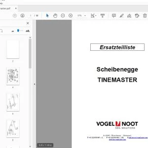 Vogel & Noot Tinemaster Scheibenegge Ersatzteilliste - PDF DOWNLOAD