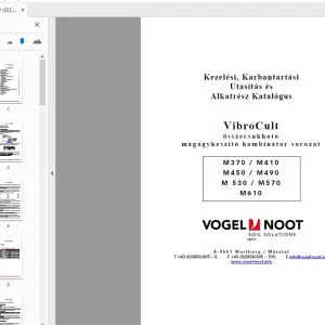 Vogel & Noot Vibrocult M370,410,450,450,490,530,570,610 Kezelési, Karbantartási Utasítás és Alkatrész Katalógus - PDF DOWNLOAD