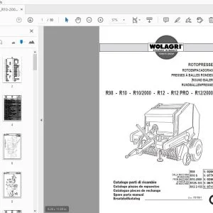 WOLAGRI R98-R10-R10/2000 R12-R12 PRO-R12/2000 ROUND BALER PARTS MANUAL - PDF