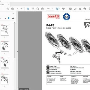 WOLAGRI TONUTTI P4-P5 THREE POINT HITCH HAY RAKES PARTS MANUAL - PDF