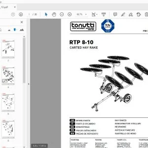 WOLAGRI TONUTTI RTP 8-10 CARTED HAY RAKES PARTS MANUAL - PDF DOWNLOAD