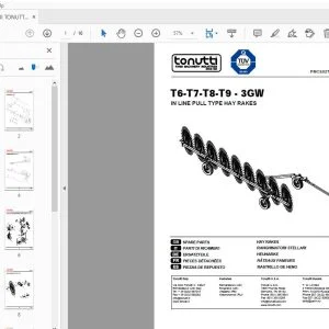 WOLAGRI TONUTTI T6-T7-T8-T9-3GW HAY RAKES PARTS MANUAL - PDF