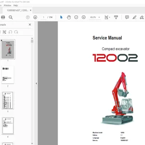 Wacker Neuson 12002 Compact Excavator Service Manual PDF