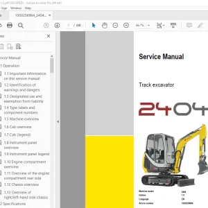 Wacker Neuson 2404 Track Excavator Service Manual 1000256964 PDF