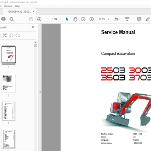 Wacker Neuson 2503 3003 3503 3703 Compact Excavator Service Manual PDF