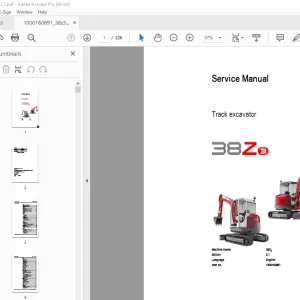 Wacker Neuson 38Z3 Track Excavator Service Manual 1000160891 PDF