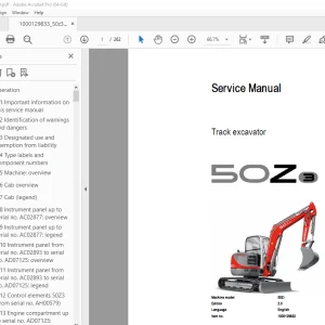 Wacker Neuson 50Z3 Track Excavator Service Manual 1000129833 PDF