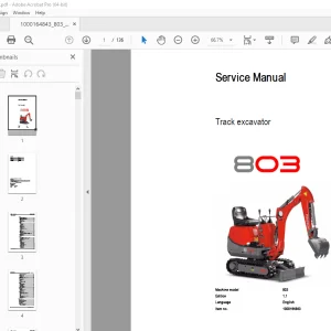 Wacker Neuson 803 Track Excavator Service Manual 1000164843 PDF
