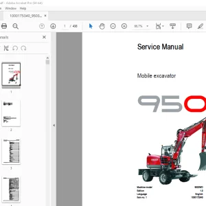 Wacker Neuson 9503 Mobile Excavator Service Manual 1000175340 PDF