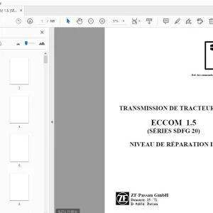 ZF ECCOM 1.5 (SÉRIES SDFG 20) NIVEAU DE RÉPARATION III TRANSMISSION DE TRACTEUR MANUEL DE RÉPARATION - PDF
