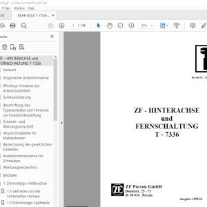 ZF HINTERACHSE und FERNSCHALTUNG T-7336 REPARATURANLEITUNG PDF