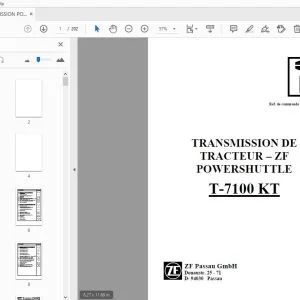 ZF T-7100 KT TRANSMISSION DE TRACTEUR POWERSHUTTLE MANUEL DE RÉPARATION - PDF