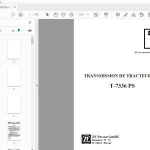 ZF T-7336 PS TRANSMISSION DE TRACTEUR MANUEL DE RÉPARATION - PDF DOWNLOAD
