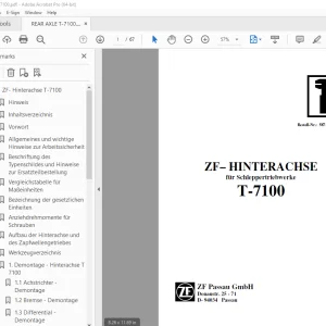 ZF– HINTERACHSE für Schleppertriebwerke T-7100 REPARATURANLEITUNG PDF