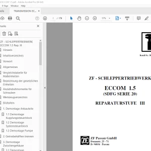 ZF– SCHLEPPERTRIEBWERK ECCOM 1.5 (SDFG SERIE 20) REPARATURSTUFE III PDF