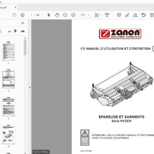 Zanon Série RYDER EPAREUSE ET SARMENTS MANUEL D’UTILISATION ET D’ENTRETIEN - PDF