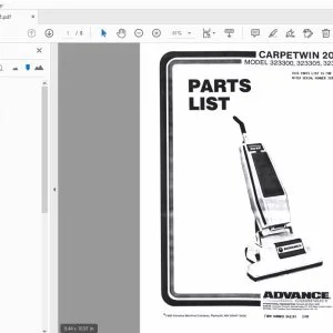 ADVANCE 323300, 323305, 323310 CARPETWIN 20XP PARTS MANUAL - PDF DOWNLOAD