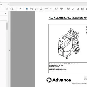 ADVANCE ALL CLEANER, ALL CLEANER XP INSTRUCTIONS FOR USE MANUAL - PDF DOWNLOAD