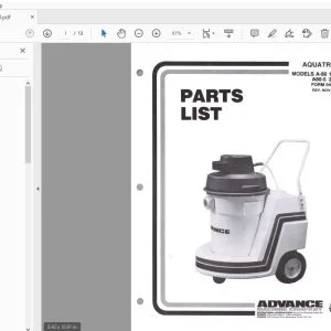 ADVANCE AQUATRON A-80 115V A80-5 230V PARTS MANUAL - PDF
