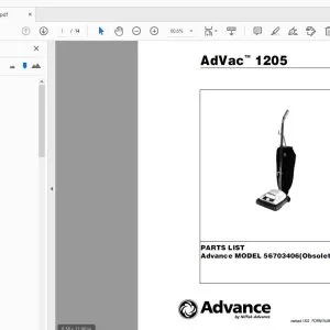 ADVANCE AdVac 1205 Parts Manual 56042268 - PDF DOWNLOAD