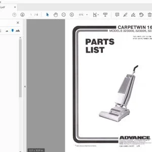 ADVANCE CARPETWIN 16XP 323000, 323005, 323010 PARTS MANUAL - PDF DOWNLOAD