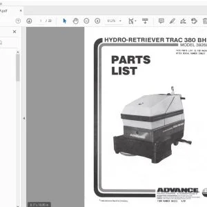 ADVANCE HYDRO-RETRIEVER TRAC 380 BHD PARTS MANUAL - PDF DOWNLOAD