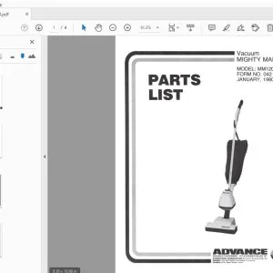 ADVANCE VACUUM MIGHTY MAID MM120C PARTS MANUAL - PDF DOWNLOAD