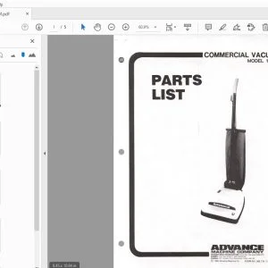 Advance 1200B Commercial Vacuum Parts Manual - PDF DOWNLOAD