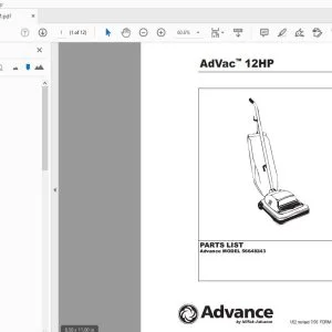 Advance AdVac 12HP Parts Manual 56042426 - PDF DOWNLOAD