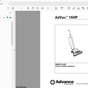 Advance AdVac 16HP 56648244 Parts Manual 56042427 - PDF DOWNLOAD
