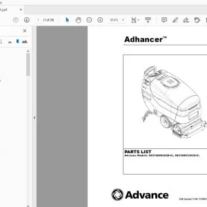 Advance Adhancer 56316000(W28-C), 56316001(W32-C) Parts Manual - PDF DOWNLOAD
