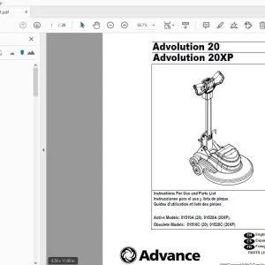 Advance Advolution 20 Advolution 20XP Instructions For Use & Parts Manual - PDF