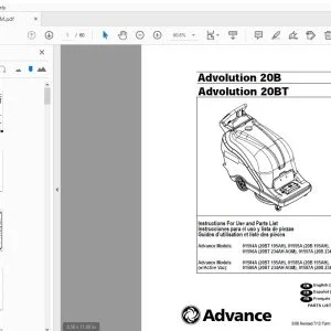 Advance Advolution 20B Advolution 20BT Instructions For Use & Parts Manual - PDF DOWNLOAD
