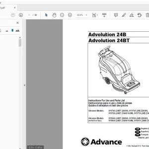 Advance Advolution 24B Advolution 24BT Instructions For Use & Parts Manual - PDF