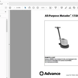 Advance All-Purpose Matador 1720 Parts Manual 56042113 - PDF DOWNLOAD