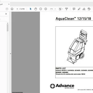 Advance AquaClean 12-15-18 Parts Manual 1006184 - PDF DOWNLOAD