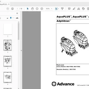 Advance AquaPLUS,AquaPLUS AXP Adphibian Parts Manual 56042476 REV F - PDF