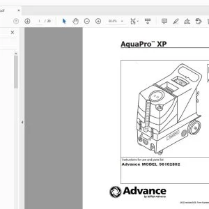 Advance AquaPro XP Instructions for use & Parts Manual - PDF DOWNLOAD