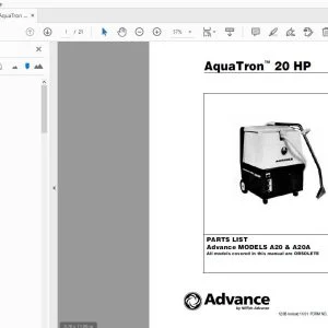 Advance AquaTron 20HP A20 & A20A Parts Manual  - PDF DOWNLOAD